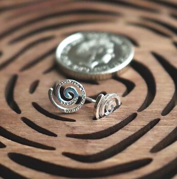 Swirl Earrings Sterling Silver Spiral Studs Handmade, 2 of 3