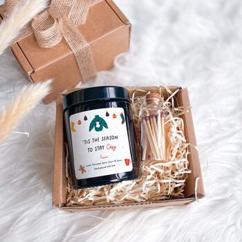 Tis The Season To Stay Cosy Scented Candle Gift Box Vegan, 5 of 5