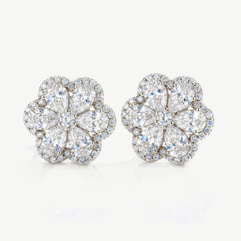 Women's Sterling Silver Bridal Flower Stud Earrings, Wedding Jewellery, 2 of 3