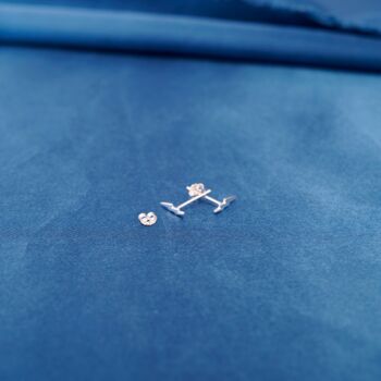 Small Dainty Minimalistic Silver Lightning Bolt Studs, 3 of 8
