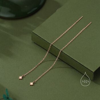 Tiny Starburst Threader Earrings In Sterling Silver, 3 of 12