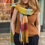 Personalised Burgundy, Navy And Mustard Winter Scarf, thumbnail 6 of 10