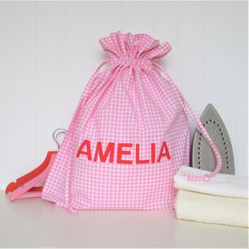 Personalised Gingham Laundry Bag, 4 of 5