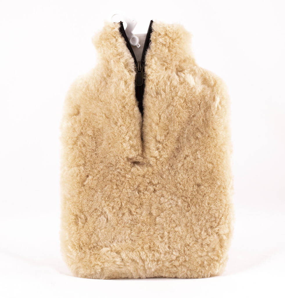 Sheepskin Hot Water Bottle Cover In Assorted Colours By Idyll Home