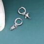 Mismatched Manta Ray Fish And Jellyfish Huggie Hoop Earrings, thumbnail 8 of 12