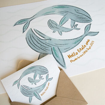 Personalised Whale New Baby Print Bundle, 2 of 8