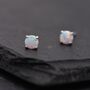 Minimalist White Opal Stud Earrings, thumbnail 1 of 10