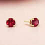 Mini 9ct Yellow Gold Ruby Stud Earrings, thumbnail 1 of 7