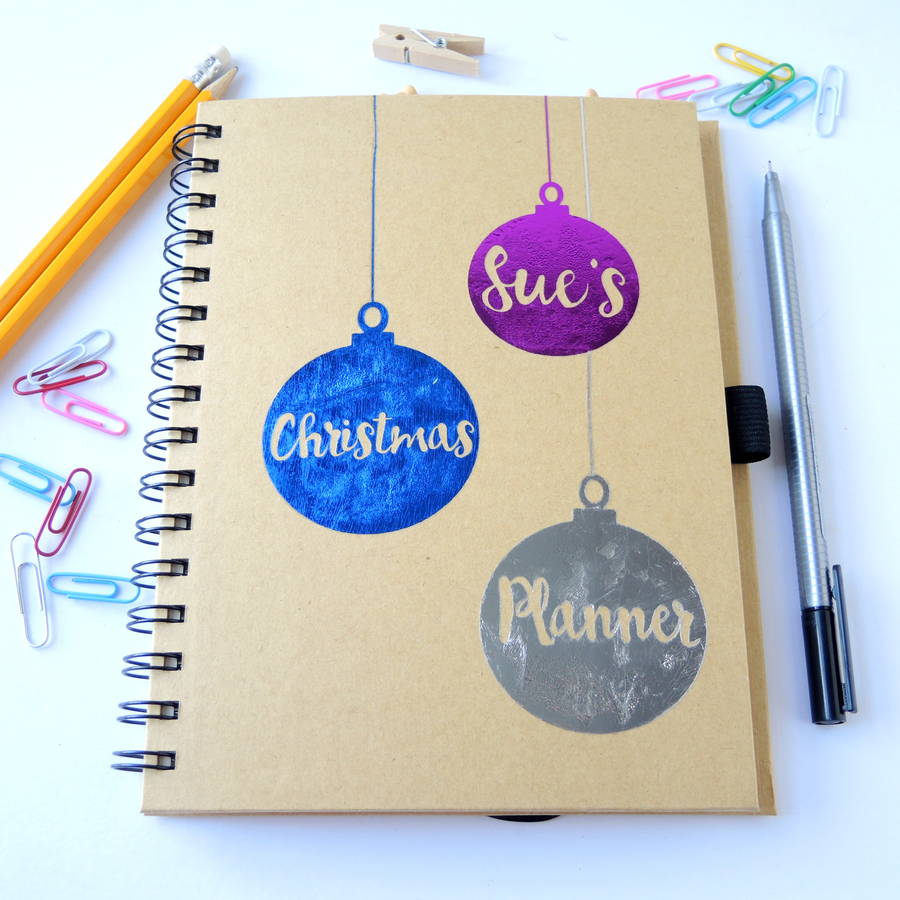 Personalised Christmas Planner Bauble Notebook By The Alphabet Gift