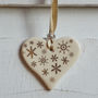 Gold Snowflake Ceramic Heart, thumbnail 1 of 2