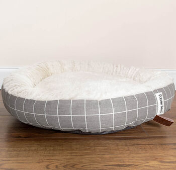 Grey Check Donut Pet Bed, 5 of 5
