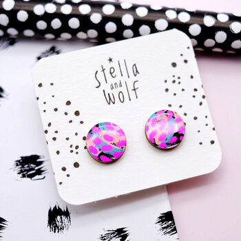 Large Abstract Neon Dash Stud Earrings, 5 of 6