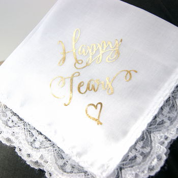 Ladies Wedding Gift Handkerchief Happy Tears, 8 of 8