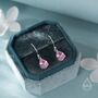 Sterling Silver Tourmaline Pink Pear Cut Cz Drop Earrings, thumbnail 5 of 10