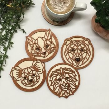 Layered Wooden Animal Coaster Sets, 2 of 11