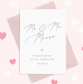 Mr And Mr Script Wedding Day Card, 3 of 3