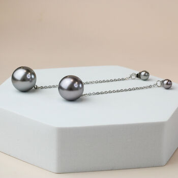 Metallic Ball Drop Ear Jacket Earrings, 2 of 3