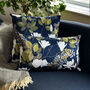 Luxury Super Soft Velvet Cushion Magnolia Navy Floral, thumbnail 2 of 5