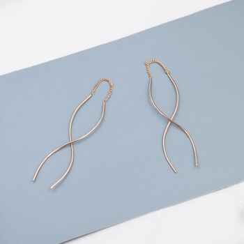 Sterling Silver Wave Ear Wire Threader Earrings, 6 of 11