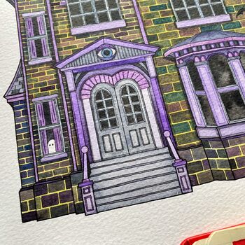 Haunted House Watercolour Print, 3 of 4