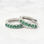 Emerald May Birthstone Small Silver Huggie Hoops, thumbnail 1 of 4