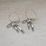 Bow Drop Earrings Silver, thumbnail 3 of 4