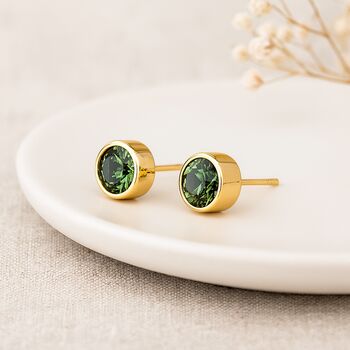 Gold Plated Sterling Silver August Birthstone Stud Earrings – 7mm, 4 of 9