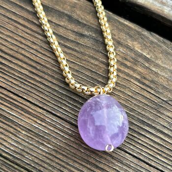 Annie Amethyst Bead Charm Plated Chain Necklace, 2 of 4