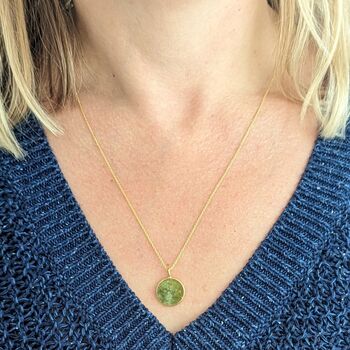 'The Circle' Peridot August Birthstone Necklace, Gold Plated, 3 of 7