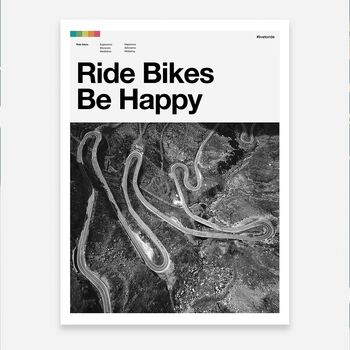 'Ride Bikes Be Happy' Road Cycling Art Print, 2 of 3