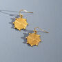 Gold Plated Spiral Disc Earrings With Dots, thumbnail 3 of 3