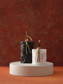 Set Of Two Travertine Sculptures With Seated Figures, 2 of 4
