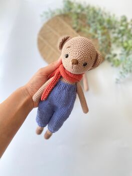 Handmade Crochet Teddy Bear With Clothes, 10 of 12
