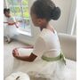 Lace, Pearl Button Back Bow Sash Tutu Flower Girl Dress, thumbnail 5 of 12