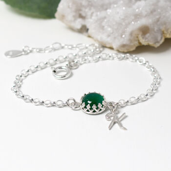 Green Onyx Bracelet Personalised May Birthstone, 5 of 6