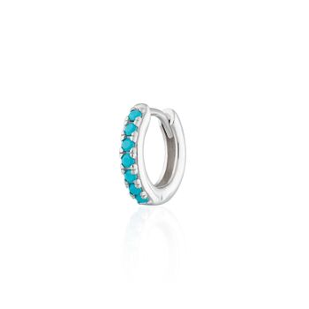 Turquoise Single Cartilage Hoop Earring, 7mm, 3 of 5