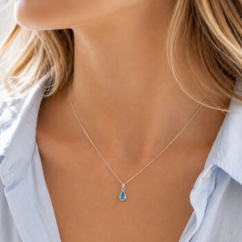 Personalised Teardrop Birthstone Silver Necklace, 4 of 12