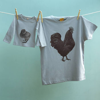 Trio Twinning Tshirt Tops Cockerel, Hen And Chick, 2 of 6