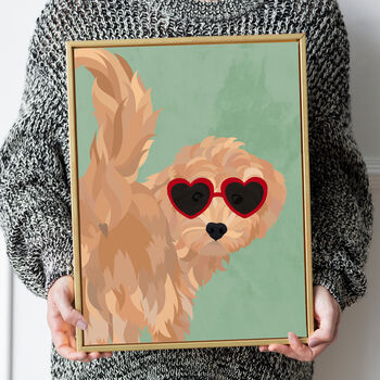 Custom Pet Portrait Wearing Glasses Personalised Dog Cat Gift, 2 of 12