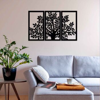 Three Panel Wooden Tree Wall Art, Home Or Office Decor, 8 of 9