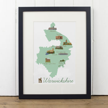 Warwickshire County Map Illustration Print, 4 of 5