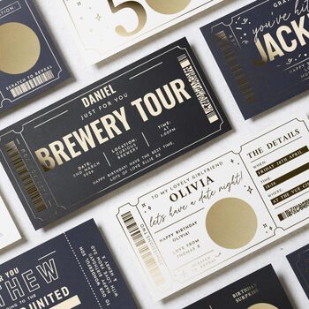 Gold Foil Brewery Tour Gift Custom Voucher Personalised, 8 of 8