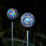 Pair Of Glass Crackle Ball Stake Lights, thumbnail 2 of 2