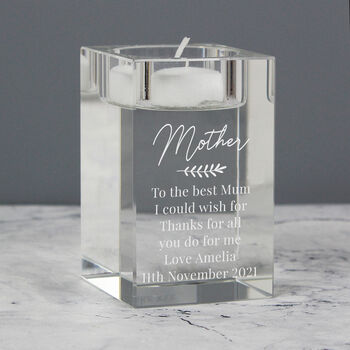 Personalised Leaf Glass Tea Light Holder, 5 of 8