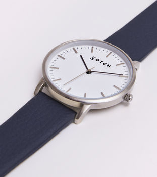 New Collection Silver Vegan Leather Watch, 11 of 12