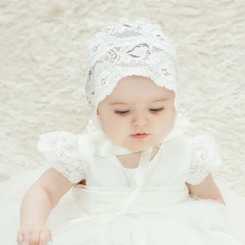 Sheer Lace Christening Bonnet Holly, 3 of 10