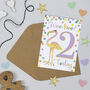 Flamingo 2nd Birthday Card, thumbnail 1 of 2