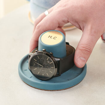Personalised Watch Stand With Brass Initials, 2 of 6