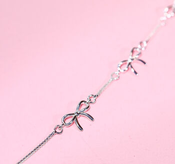 Thank You Friendship Silver Plated Bow Earrings And Bracelet Jewellery Set, 3 of 9