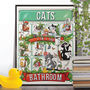 Cats In The Bathroom, Funny Toilet Art, thumbnail 1 of 7